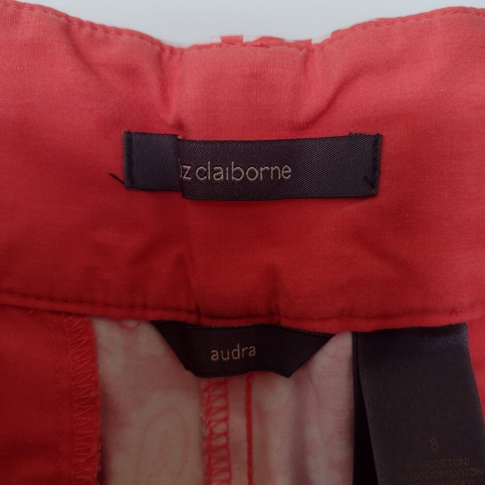 Liz Claiborne Audra Orange/White Paisley Cropped Pants Size 8 - Picture 2 of 5